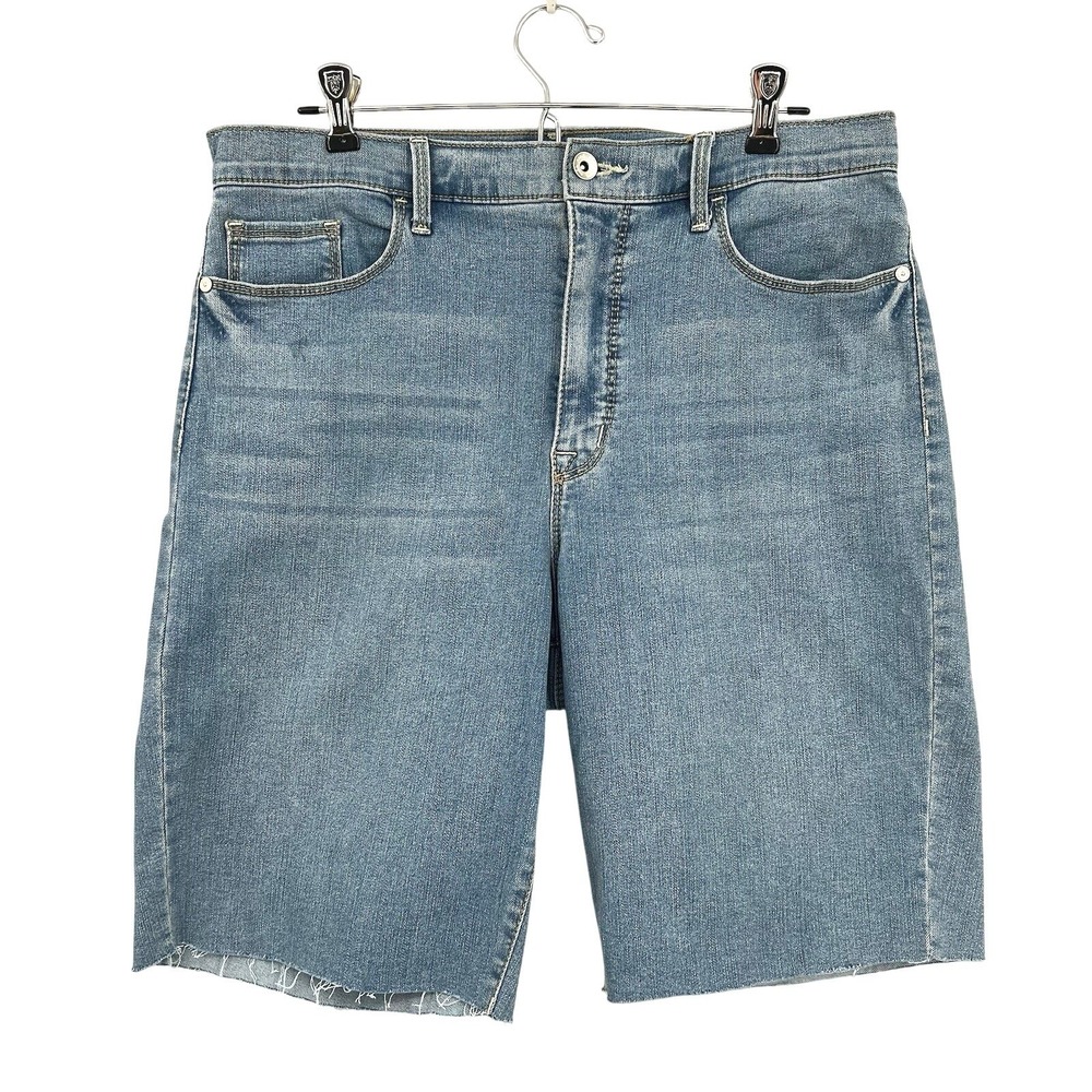 Anne Klein Jorts Denim Bermuda Shorts Raw Hem Casual Women's 10